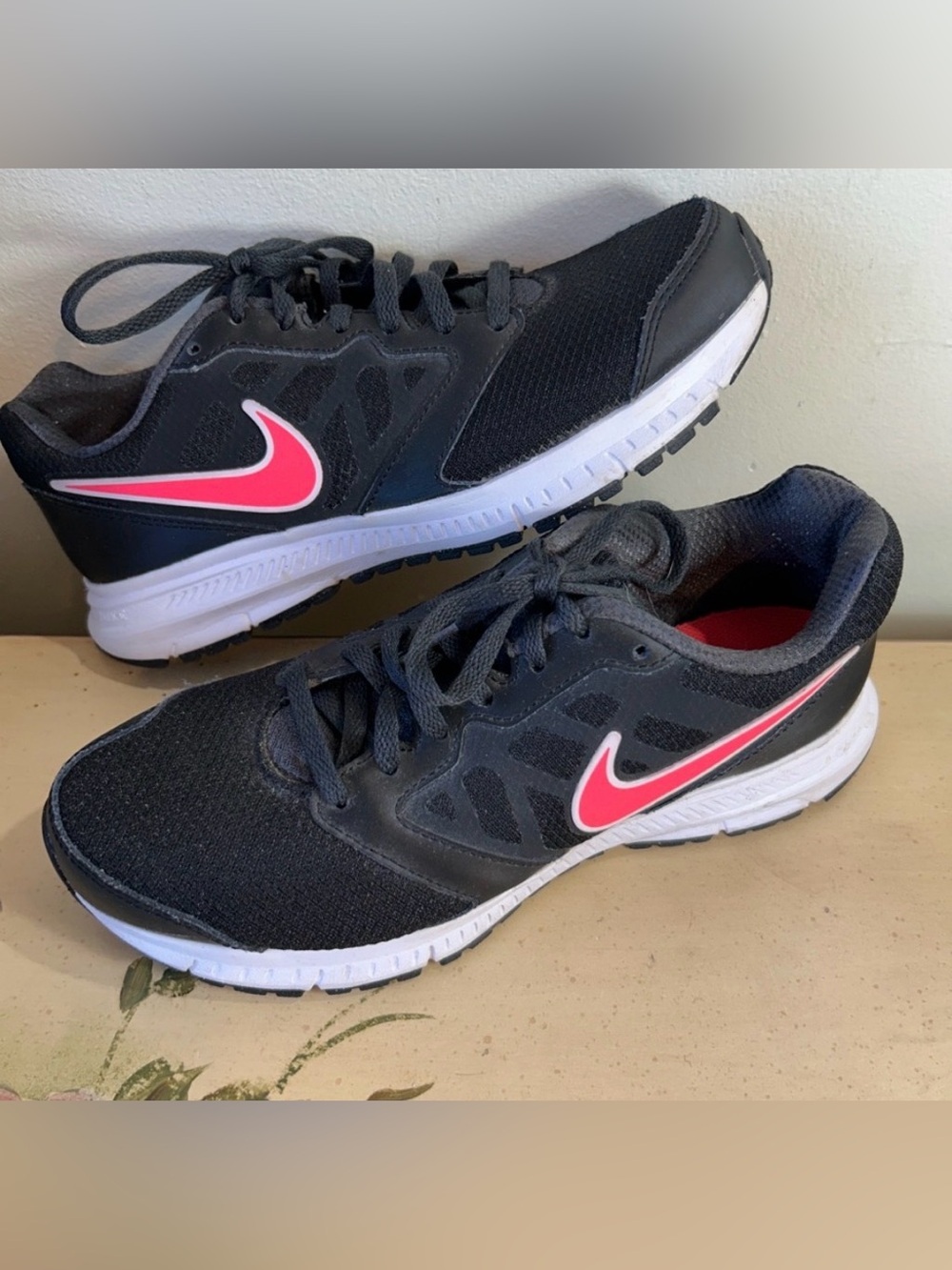 Nike Downshifter 6  Black Hyper Punch Anthracite  Pink Swoosh Sneakers
